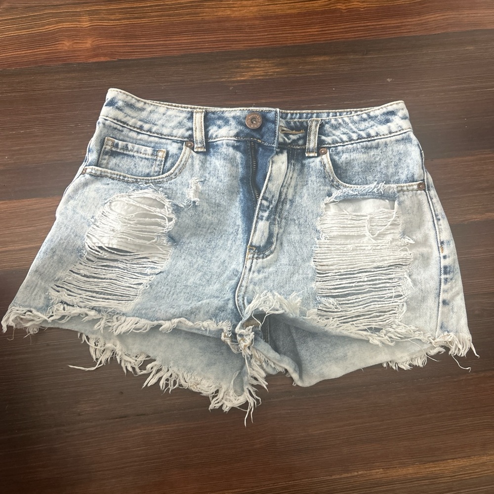 Bullhead Light Blue Distressed Jean Shorts